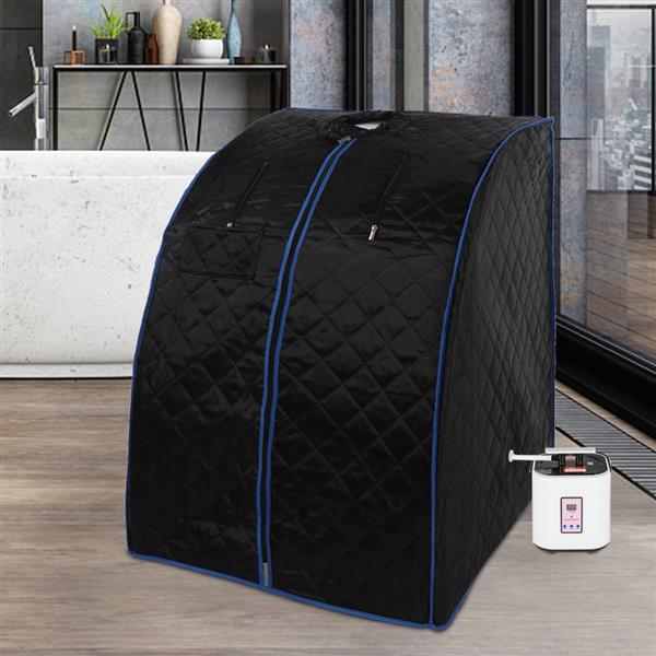 Steam Sauna Box Black (Black Cloth Cover, Blue Edging)