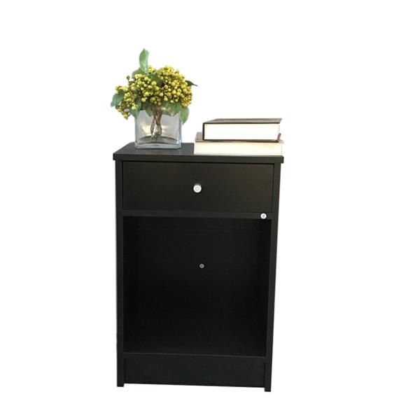 40 x 30 x 60cm Round Handle Night Stand with One Drawer Black