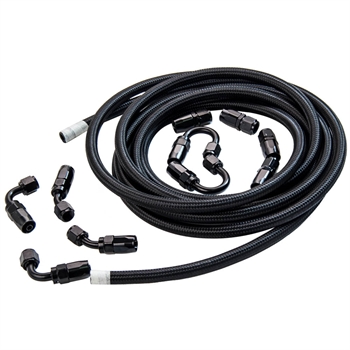 -6AN AN-6 16ft Oil Line Fitting 11MM Nylon Stainless Steel Braided + Fuel Oil Line Kit