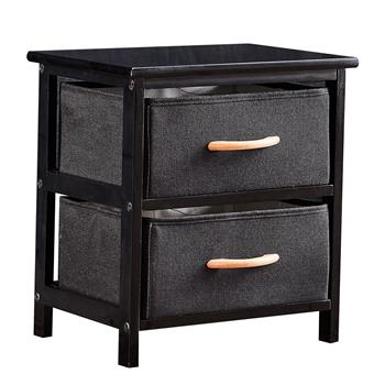 2 Drawer Dresser Storage Cabinet, Wood Frame Storage Tower Chest Organizer Fabric