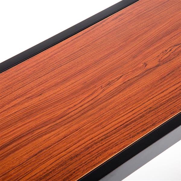 Triamine Board Cross Iron Frame Porch Table Sofa Side Table Reddish Brown Wood Grain 