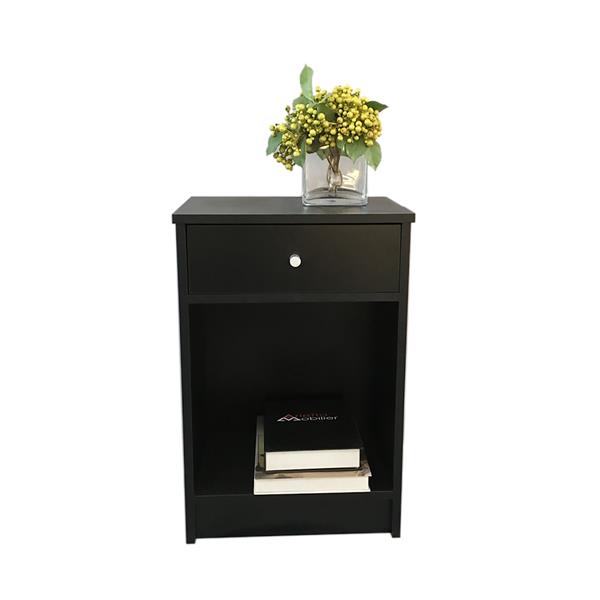 40 x 30 x 60cm Round Handle Night Stand with One Drawer Black