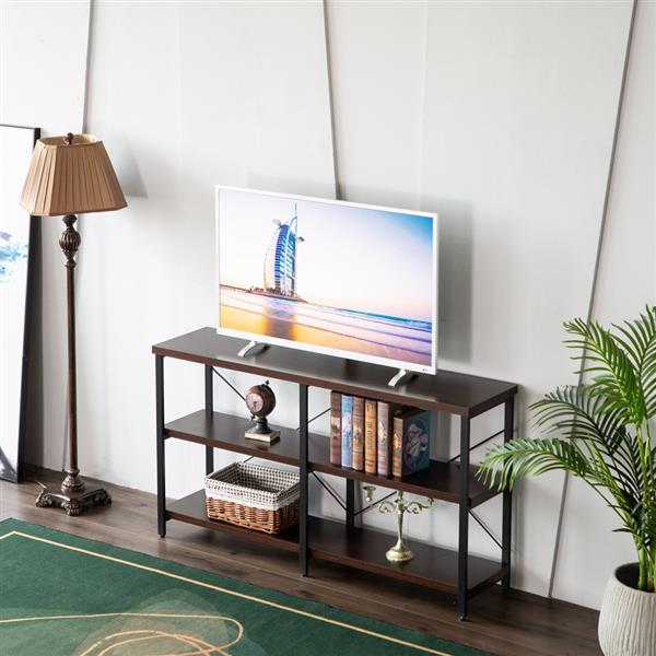 (140x34x76cm) Industrial Style Cross Porch Table on the Back of the Third Floor Black Walnut Color