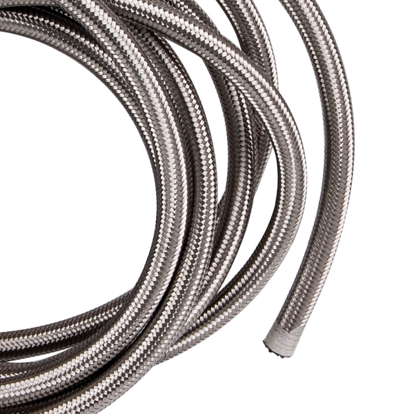 -8 8AN Stainless Steel Braided Fuel / Oil Line Hose AN8 Silver 20 FT