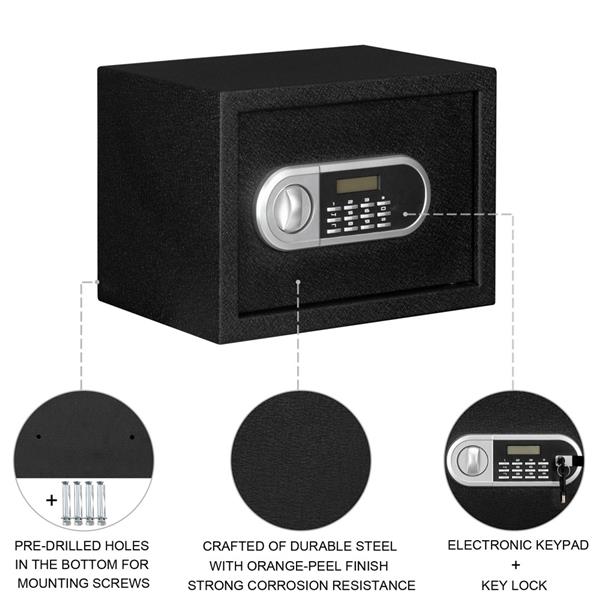Home Use Electronic Password Steel Plate Safe Box (13.8*9.8*9.8)"