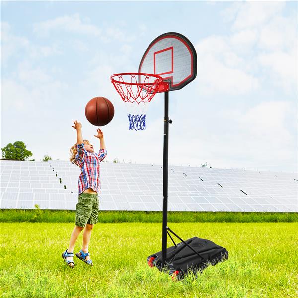 Adjustable-Height 1.6m~2.2m Portable Basketball Stand Movable Black&Red