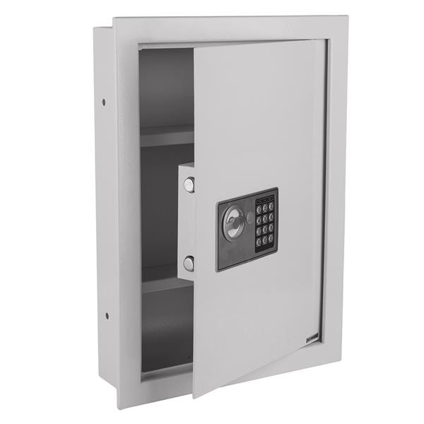 W56EF Home Office Security Keypad Lock Recessed Electronic Digital Steel Safe Box Gray White