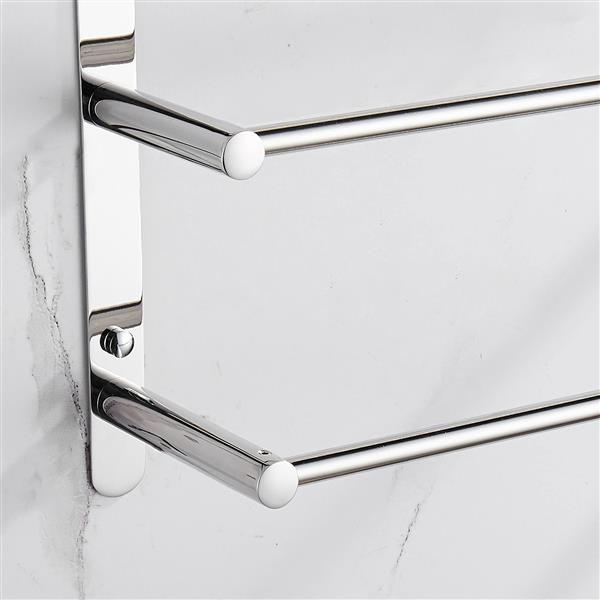 THREE Stagger Layers Towel Rack SUS304 Stainless Steel Hand Polishing Mirror Polished Finished Bathroom Accessories Set Three Towel Bars 15.7 inch bars KJWY004-40CM