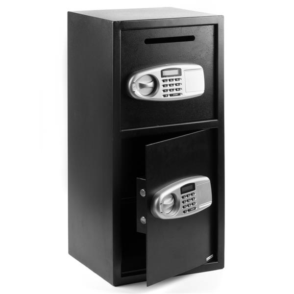 DS77TE Home Office Security Large Electronic Digital Steel Safe Black Box & Silver Grey Pannel
