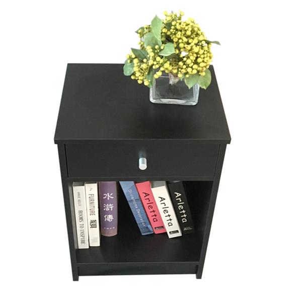 40 x 30 x 60cm Round Handle Night Stand with One Drawer Black