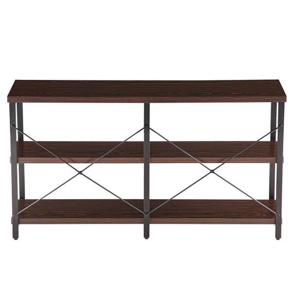 (140x34x76cm) Industrial Style Cross Porch Table on the Back of the Third Floor Black Walnut Color