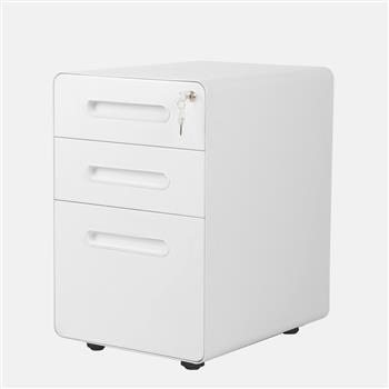 39cm Wide Rounded Corner Cabinet with Plastic Handle White