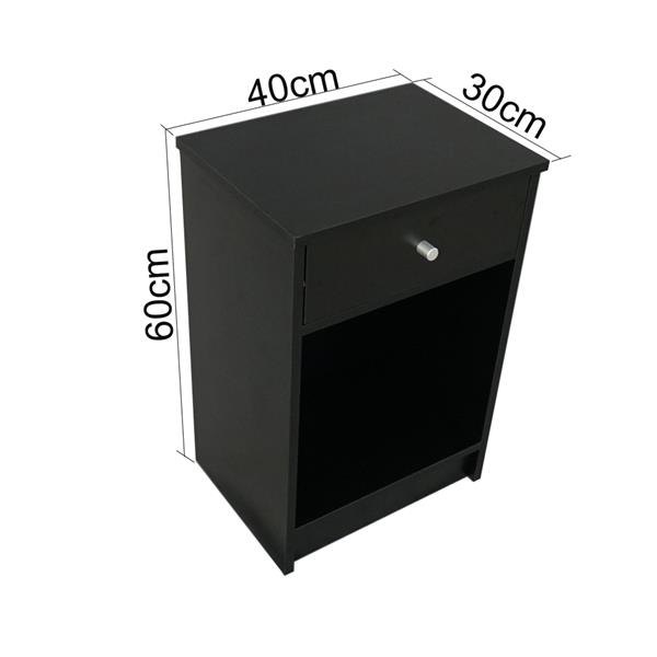 40 x 30 x 60cm Round Handle Night Stand with One Drawer Black