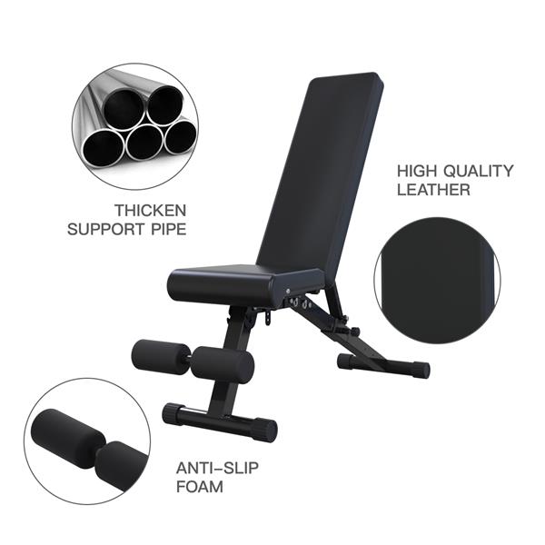 Adjustable Fitness Foldable Dumbbell Bench for Home Multi-Function Black