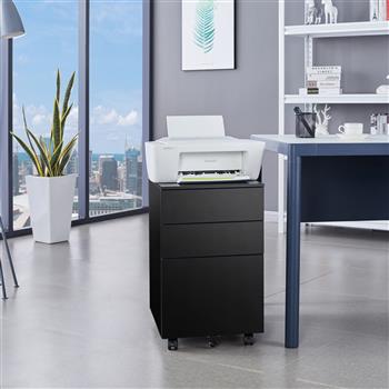 39cm Wide Three-Drawer Side Pull Movable Cabinet Black