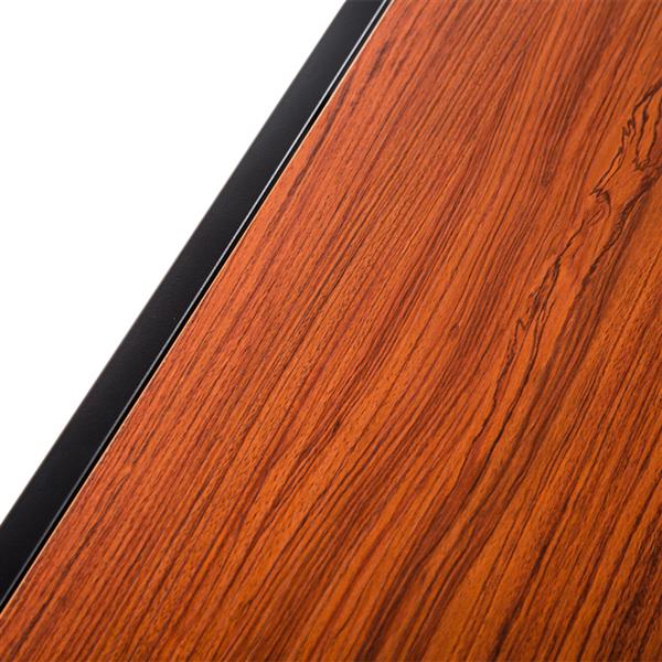 Triamine Board Cross Iron Frame Porch Table Sofa Side Table Reddish Brown Wood Grain 