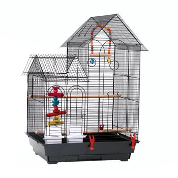 30\\" Bird Cage Pet Supplies Metal Cage with two Additional Toys Black