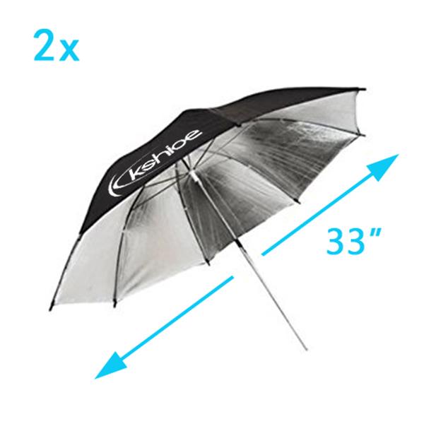 45W Two Lights 33" White Umbrellas 33" Silver Black Umbrellas Holders Set US plug White & Bla(Do Not Sell on Amazon)