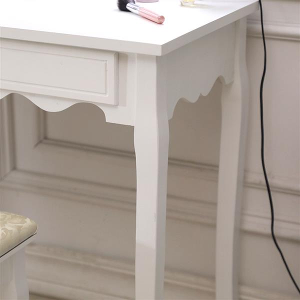 Generous Mirror Single Pumping Foot With Bulb Warmer Dressing Table White