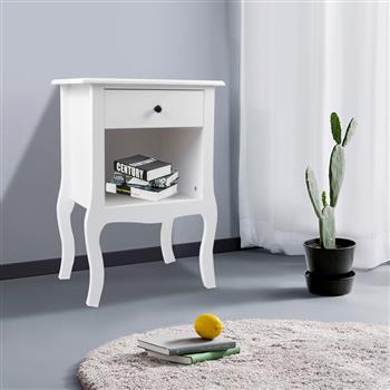 European Bedside Table-One Pump White