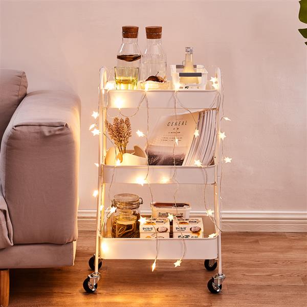 3 Tier Rolling Cart (White)