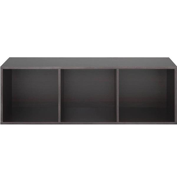 3-Tier Organizer Wood Bookshelf Open Shelf Bookcase , 3 Cubes Storage Shelf , Dark Brown