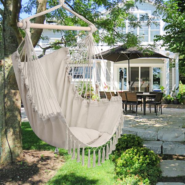 1.5*1.2m Tassel Plus Pillow Hanging Chair Beige