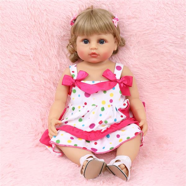 All-Plastic Simulation Doll: 22 Inches Cute Polka Dot Skirt