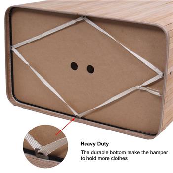 Double-lattice Bamboo Folding Basket Body with Cover Wood Color