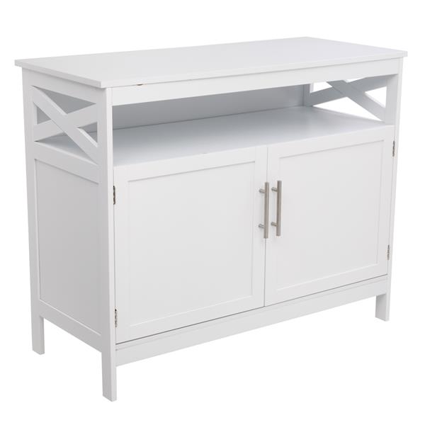 Double Door Side Cabinet With Partition White