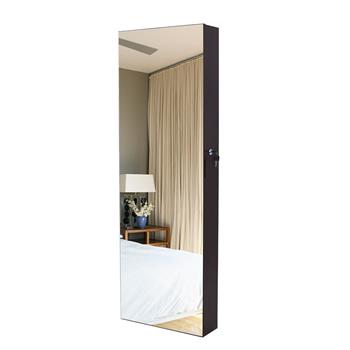 Retro PVC Wood Grain Coating Whole Body Mirror Decoration Storage Dressing Mirror Jewelry Mirror Cabinet Brown