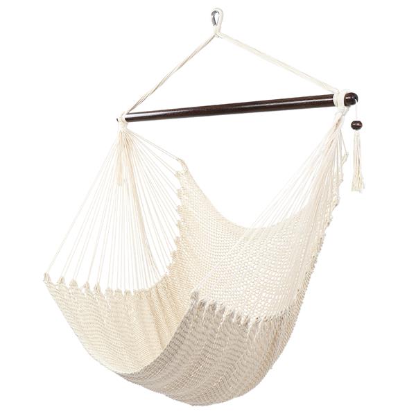 Caribbean Large Hammock Chair Swing Seat Hanging Chair with Tassels Tan