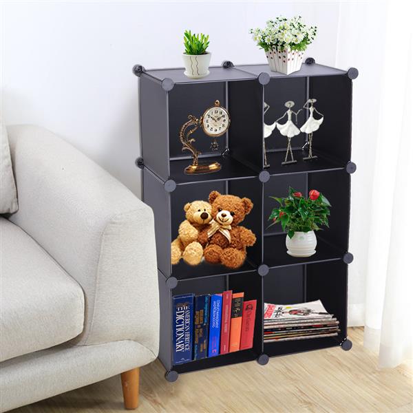 Cube Storage 6-Cube Closet Organizer Storage Shelves Cubes Organizer DIY Closet Cabinet Black