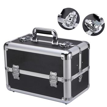 Makeup Train Case Professional 14.4\\" x 8.7\\" x 9.8\\" Large Make Up Artist Organizer Kit Shoulder Bag With Adjustable Dividers Key Lock Cosmetic Studio Box Designed To Fit All Cosmetics Blac