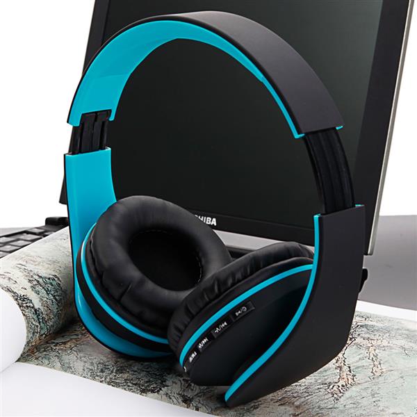 HY-811 Foldable FM Stereo MP3 Player Wired Bluetooth Headset Black & Blue