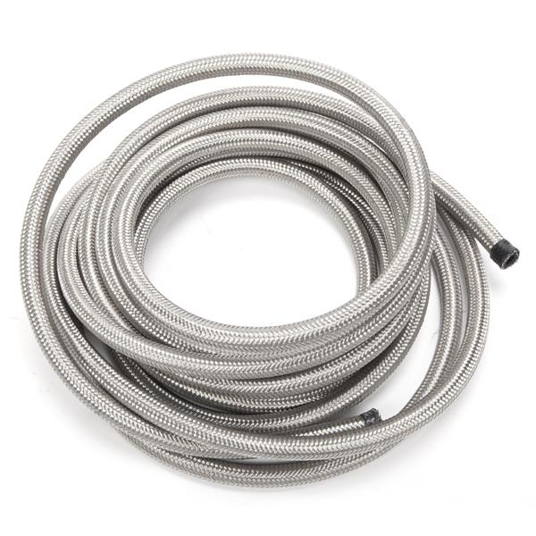 4AN 20-Foot Universal Stainless Steel Braided Fuel Hose Silver