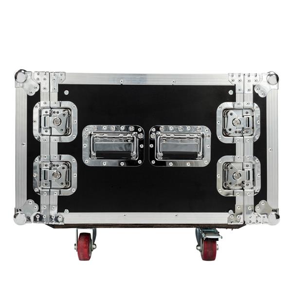 19" 8U Single Layer Double Door DJ Equipment Cabinet Black & Silver