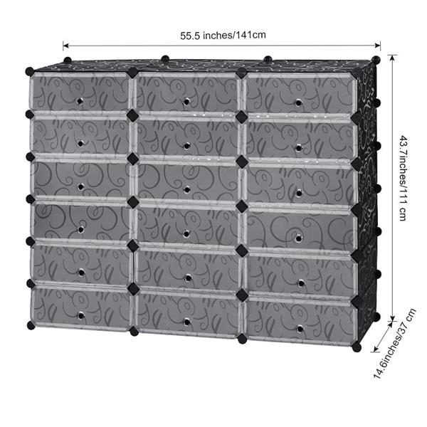 18-Cube Shoe Rack, DIY Plastic Storage Organizer,Modular closet cabinet with Doors