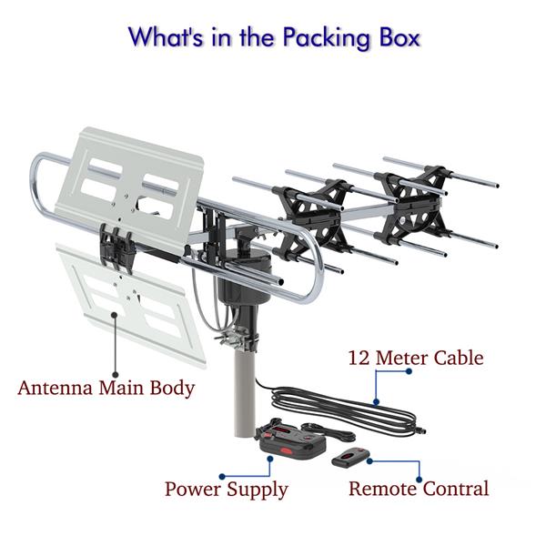 TA-983 360°Rotation UV Dual Frequency 45-860MHz 22-38dB Outdoor TV Antenna