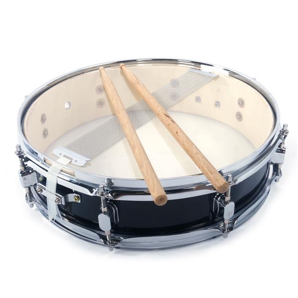 13x3.5 Inch Professional Snare Drum Drumsticks Drum Key Strap Set Black