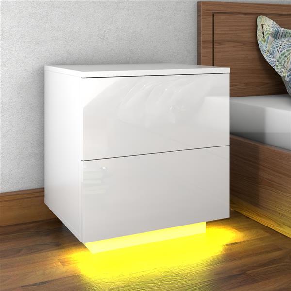 LED Double Side Cabinet Bedside Table White