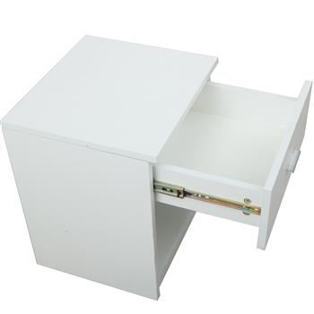 1 Drawer Metal Handle Bedside Cabinet Night Table White