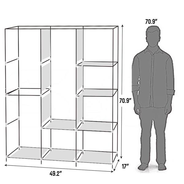 71" Portable Closet Wardrobe Clothes Rack Storage Organizer with Shelf Blue 