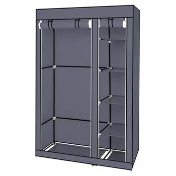 67\\" Portable Clothes Closet Wardrobe with Non-woven Fabric and Hanging Rod Quick and Easy to Assemble Gray