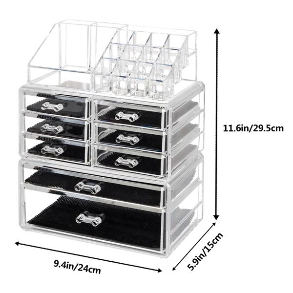 SF-1122-1 Cosmetics Storage Rack with 6 Small & 2 Large Drawers Transparent