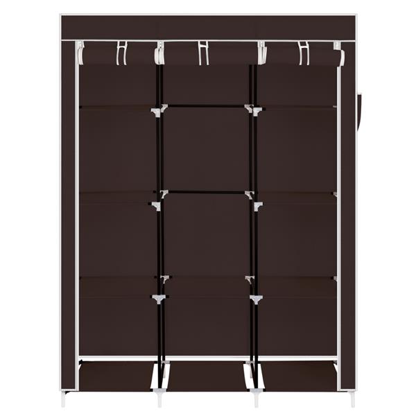 67" Portable Closet Organizer Wardrobe Storage Organizer with 10 Shelves Quick and Easy to Assemble Extra Space Dark Brown 