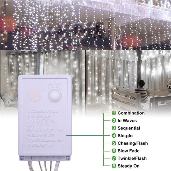 18M x 3M 1800-LED White Light Romantic Christmas Wedding Outdoor Decoration Curtain String Light US Standard Warm White ZA000939