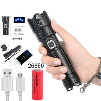 Portable Strong Light Flashlight 7X7MM LED 30W 5V Micro USB Rechargeable Zoom Flashlight Can Be Output And Input Suitable For Camping, Climbing, Night Riding, Caving:  Waterproof Rating IPX4