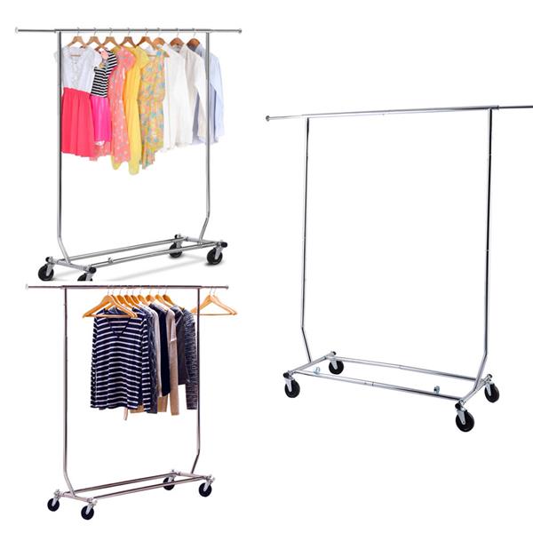 Portable Single-bar Steel Clothes Rack Silver