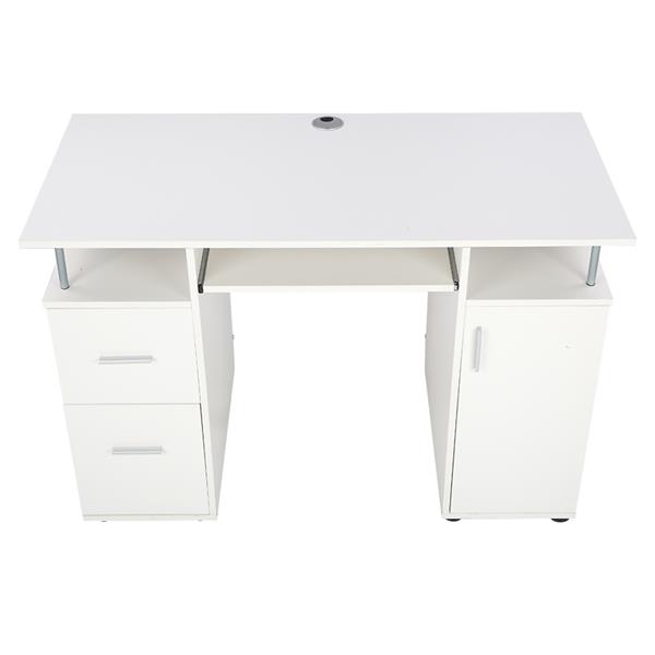 One Door Two Drawers Computer Desk White